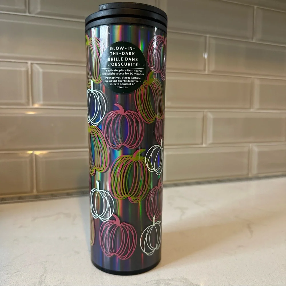 New Starbucks 16oz‎ GRANDE 2023 Glow In The Dark Cold Tumbler Pumpkins Halloween